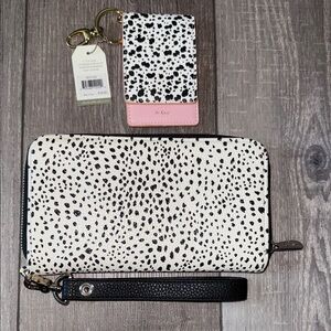 Thirty-One Black and White Clutch with Pink Accent
